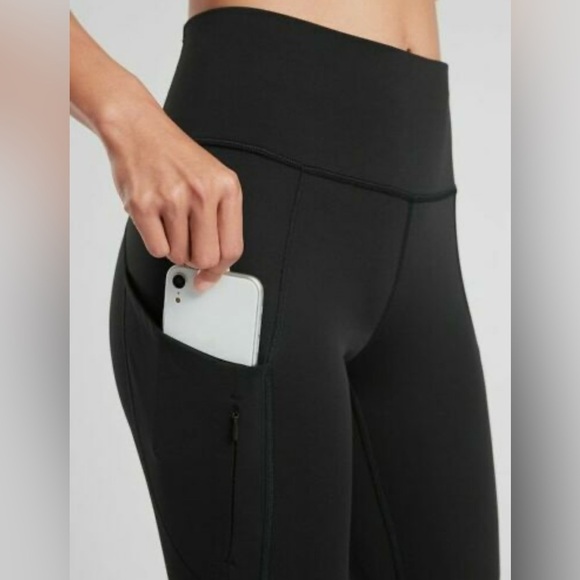 Athleta All In Capri Leggings Zip Pocket Drawstring High Waist Black Size Small - Picture 3 of 9